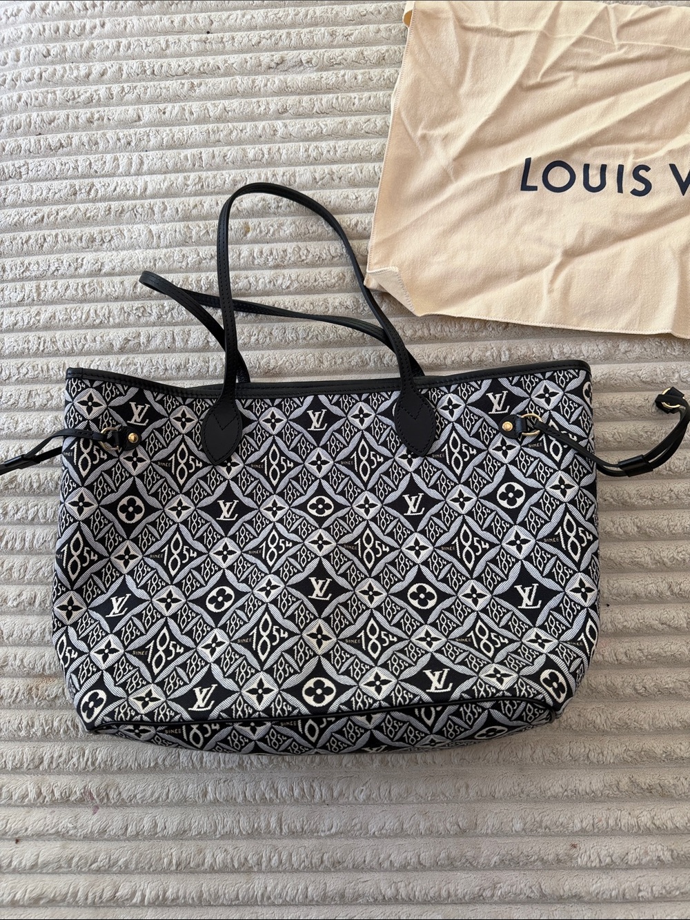 Louis Vuitton Black and White Monogram Diamond Jacquard Tote